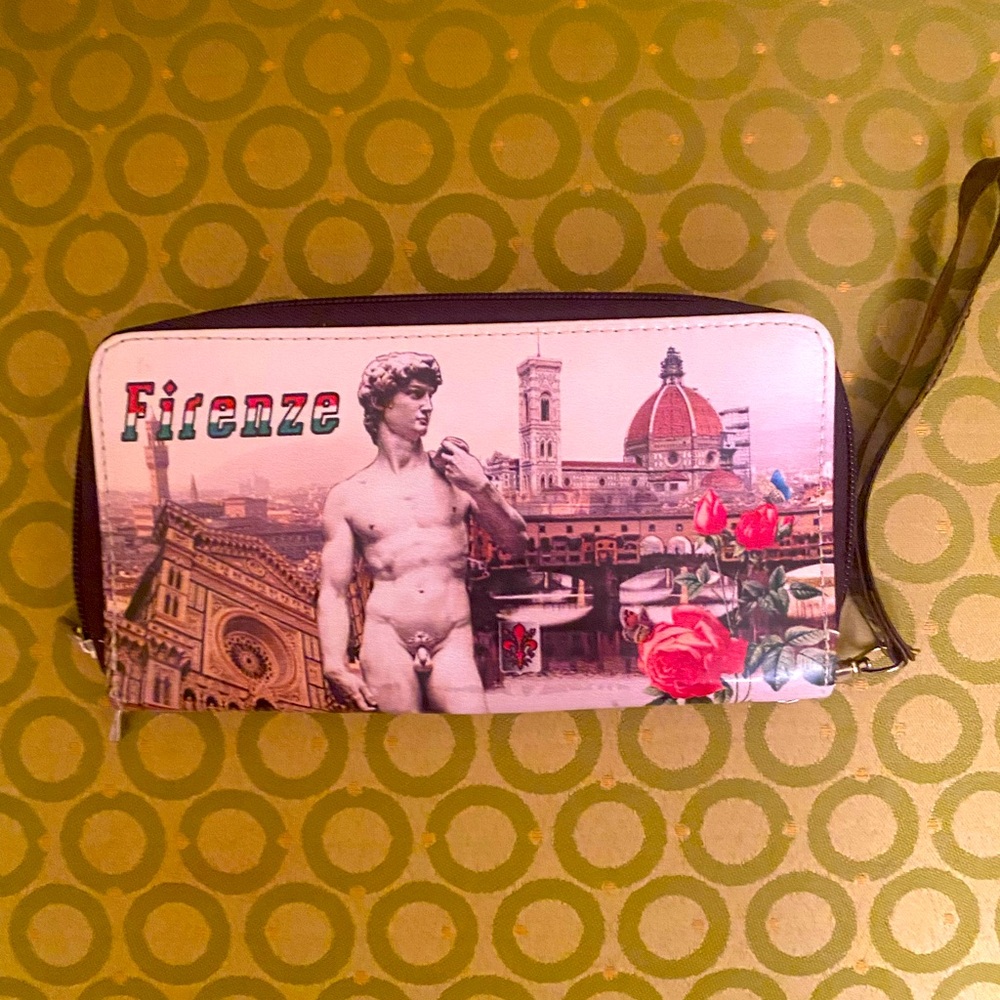 Firenze synthetic leather wallet with Michelangelo David